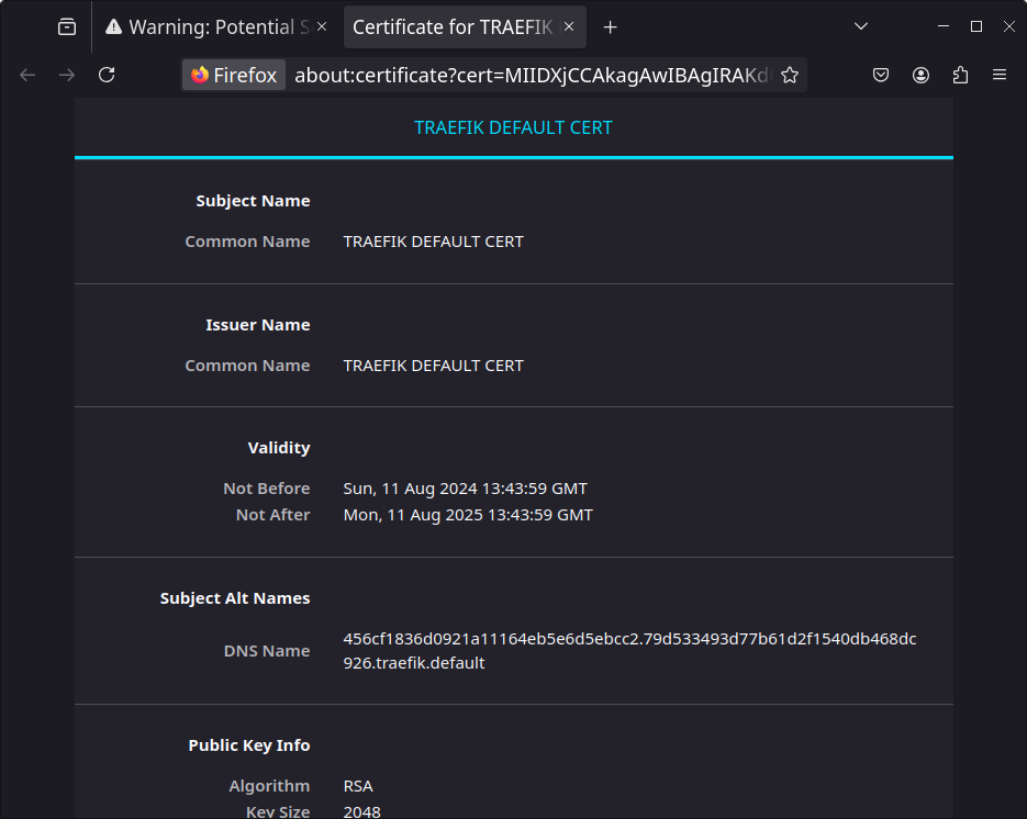 Self-Signed certificate datails