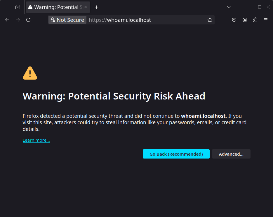 Firefox complaining about self-signed certificate