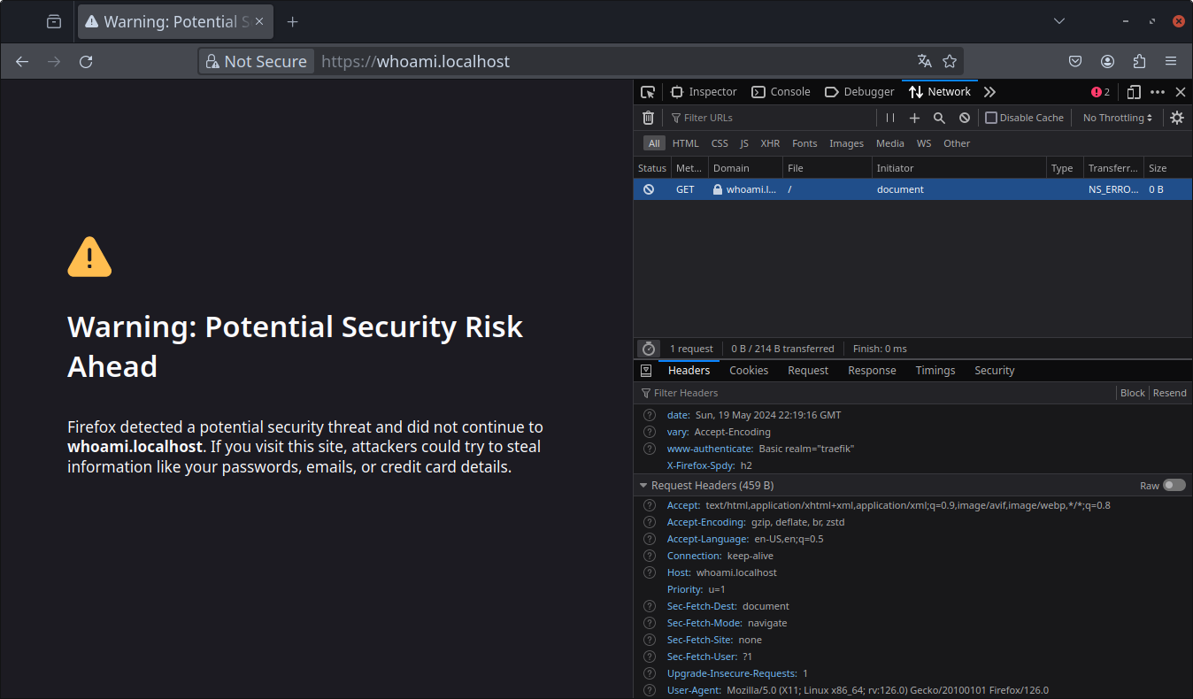 firefox warns about potential security risk